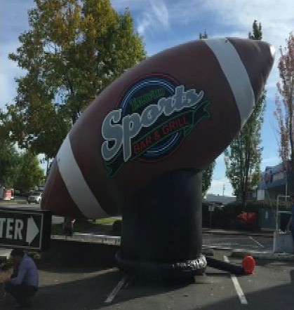 A giant inflatable football stolen from Tally-Ho Sports Bar