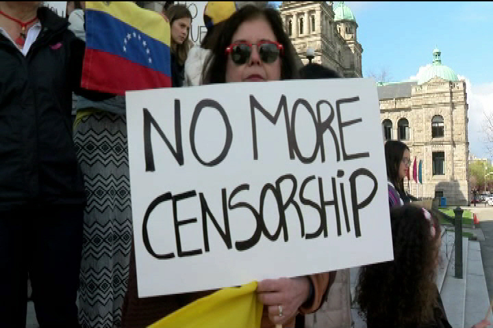 Protest on the steps of the B.C. Legislature over the growing crisis in Venezuela