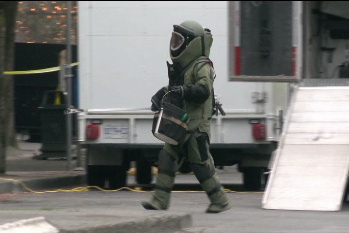 Police carry out controlled detonations of suspicious package in downtown Victoria