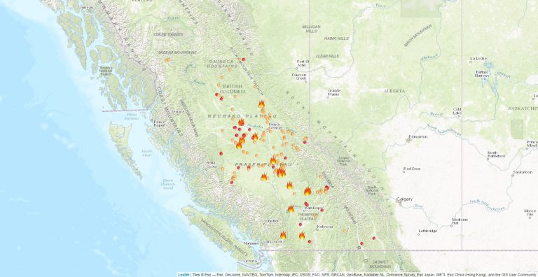 Crews battling 218 wildfires in B.C., 14,000 evacuated