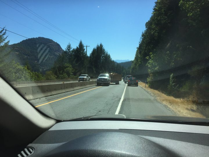 Overloaded truck jackknifes on Malahat causing major backup