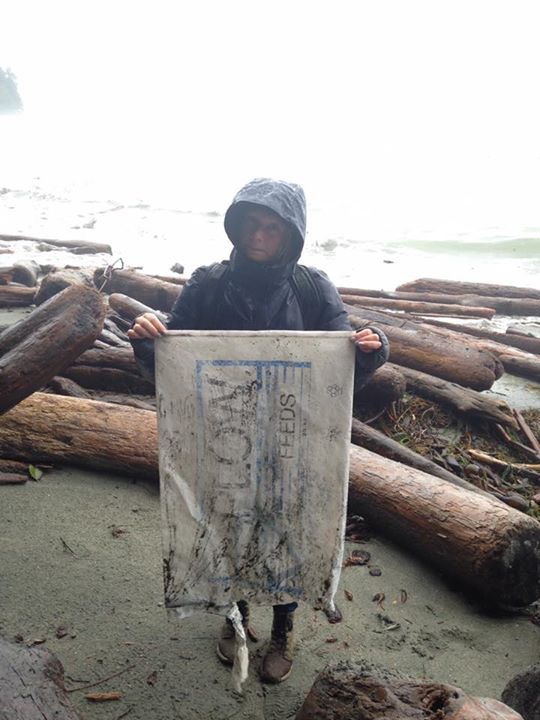 Large number of aquaculture feed bags wash up on island shores southeast of Ucluelet