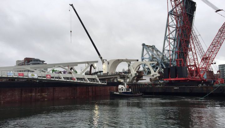 Deck span installation closes Johnson Street Bridge