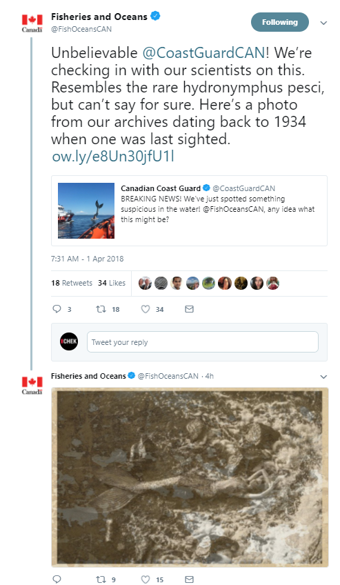 Fisheries and Oceans Canada April fools