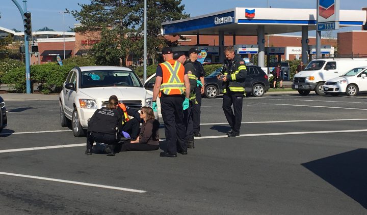 Two pedestrians hit by a vehicle near Hillside Mall in Victoria