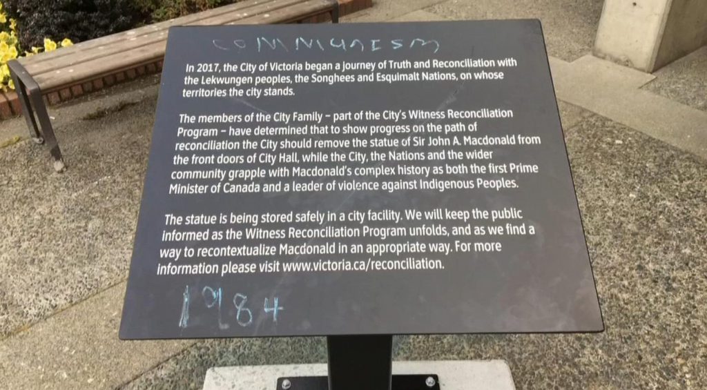 Vandalized interpretive panel about Sir John A. Macdonald replaced