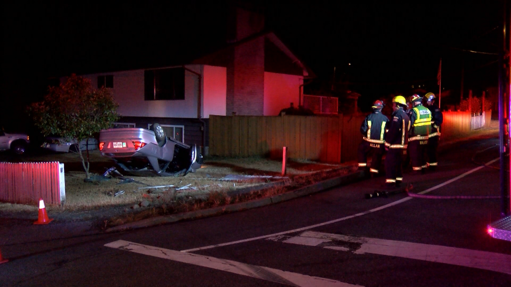 Novice driver gets a scare after rolling car in Nanaimo