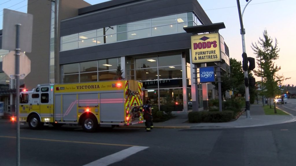 Victoria Fire crews respond to planter fire on roof of Victoria Surgery