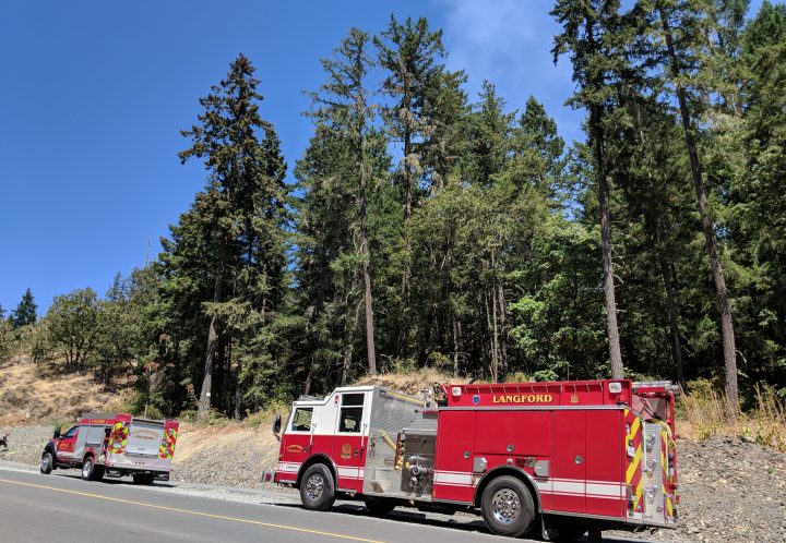 Crews battle brush fire in Langford near Bear Mountain