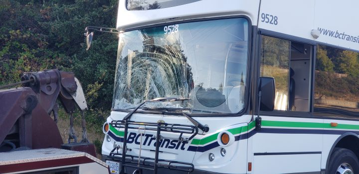 Cyclist suffers non-life threatening injuries after collision with B.C Transit bus in Saanich