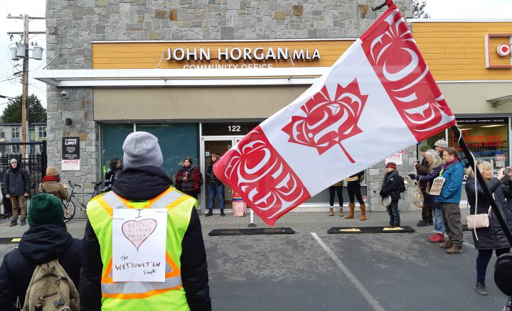 Rally at premier's Langford office in support of Indigenous opposition to northern B.C. LNG pipeline