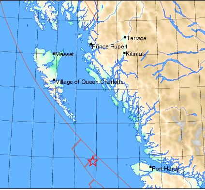 Series of moderate earthquakes strike in waters northwest of Vancouver Island