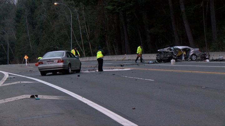 Coroner called in after serious head-on collision on Highway 1 in Langford