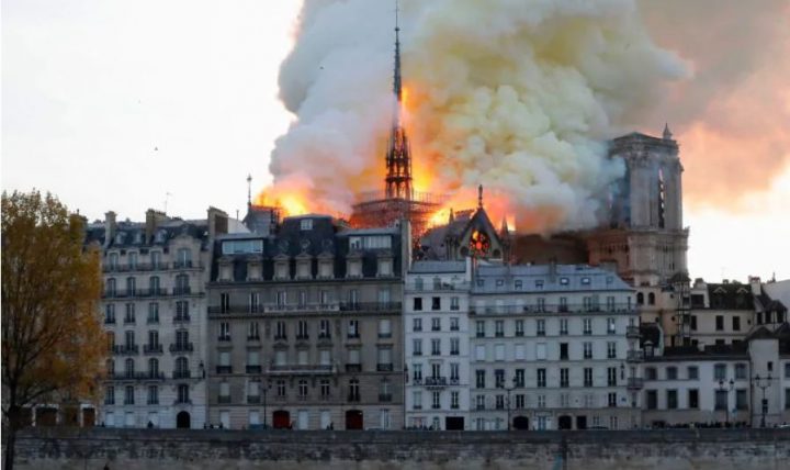 Fire officials say both towers have been saved after blaze at Notre-Dame Cathedral in Paris