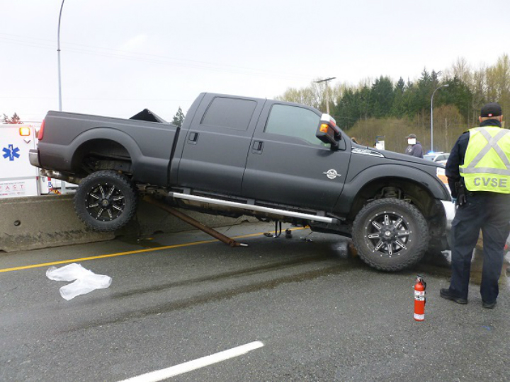 Pickup truck driver in hospital after hitting centre median on highway north of Duncan