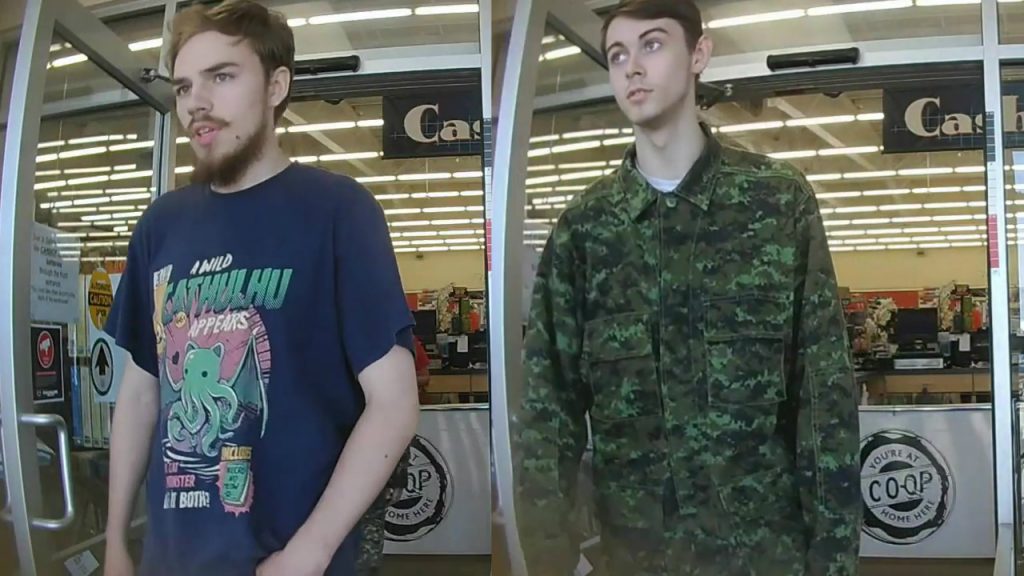 Kam McLeod (left) and Bryer Schmegelsky (right), as seen on video surveillance in Meadow Lake on July 21. (RCMP)