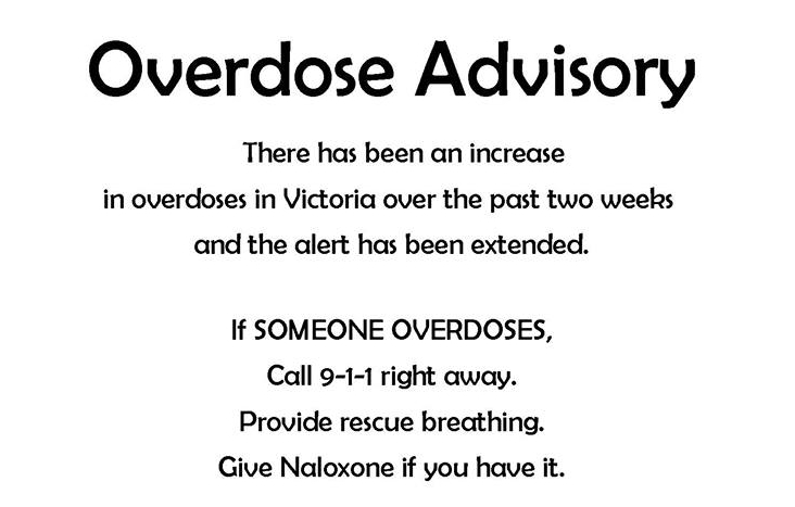 Island Health extends overdose advisory for Victoria