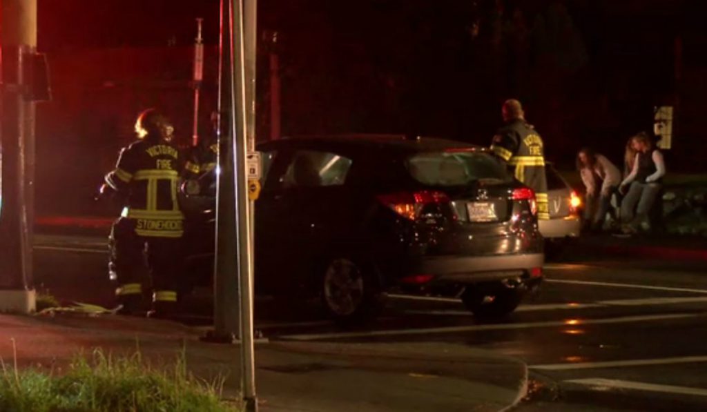 Two-vehicle collision slows traffic at busy Victoria intersection