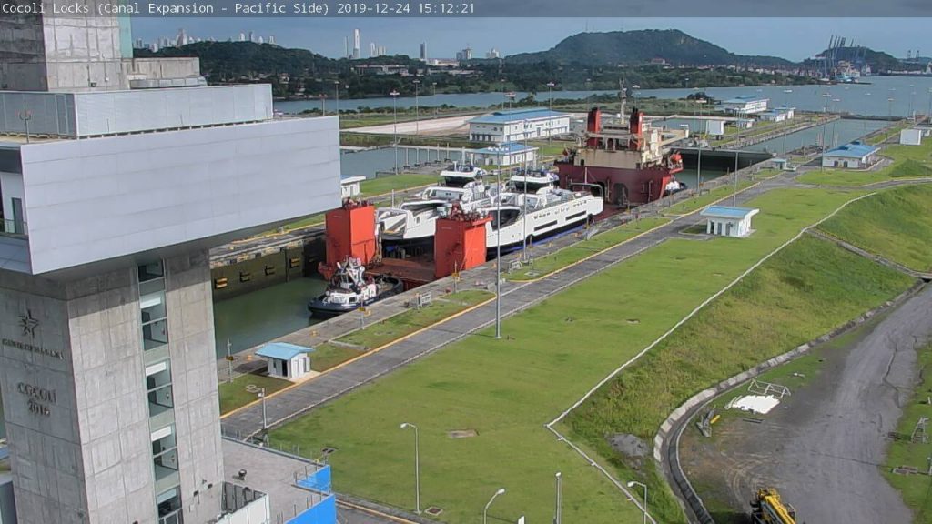 New Island-bound hybrid electric ferries clear Panama Canal