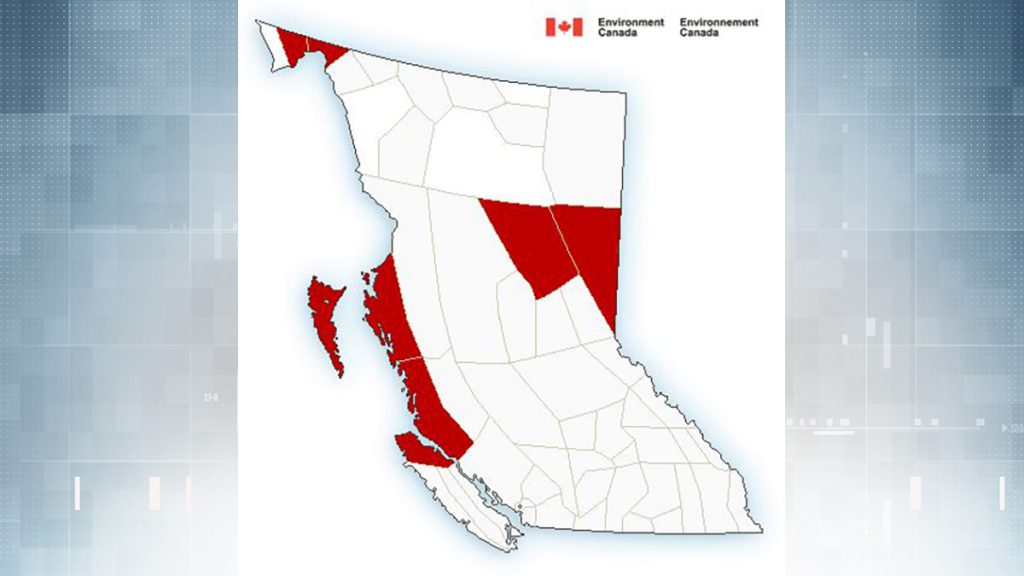 Wind warning in effect for north Vancouver Island, Haida Gwaii