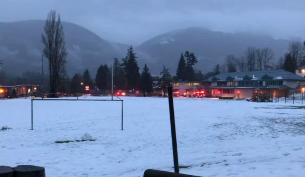 Emergency crews respond to reports of a fire at Lake Cowichan Secondary School