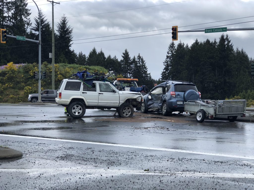 One person seriously injured after Highway 1 crash near Cobble Hill