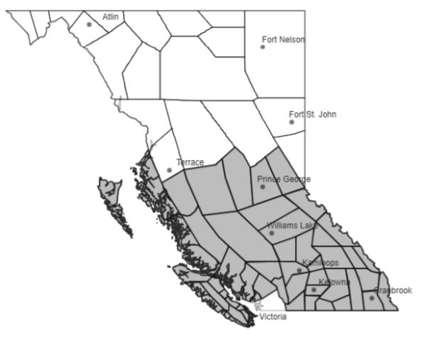The smoky skies bulletin map on Sept. 14, 2020 (Province of BC)