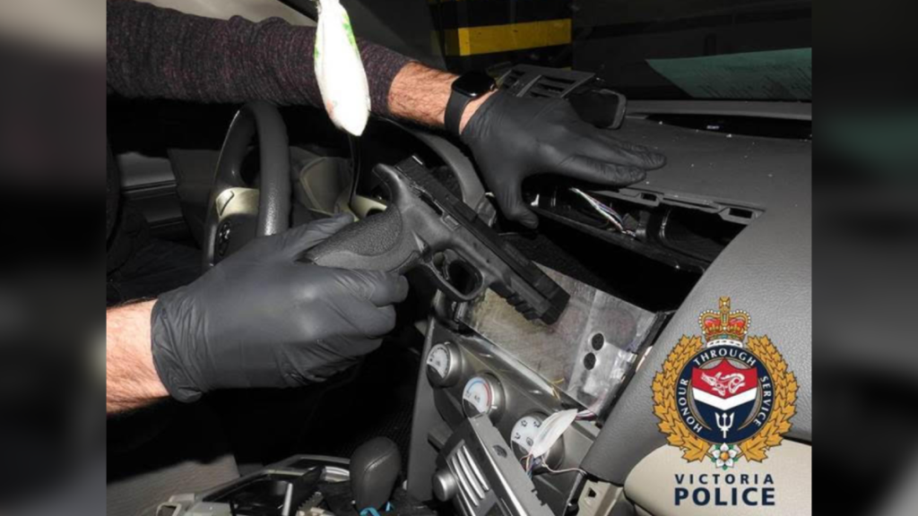 VicPD arrest three, seize drugs and find loaded handgun hidden in vehicle's centre console