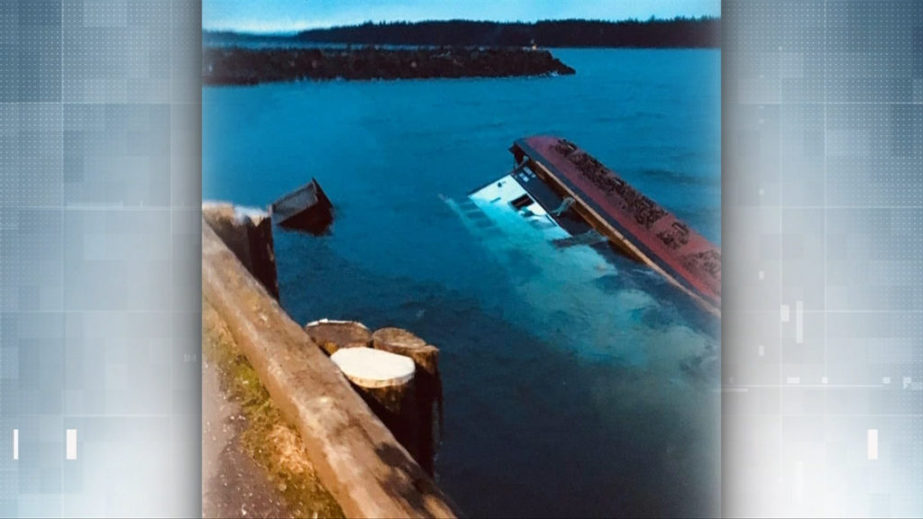 Refloated barge sinks again in Port McNeill, releasing diesel