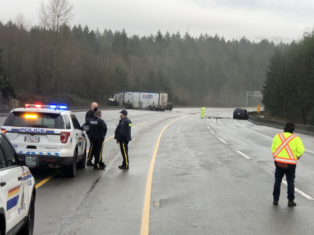 Three adults seriously injured in multi-vehicle collision on Duke Point Highway