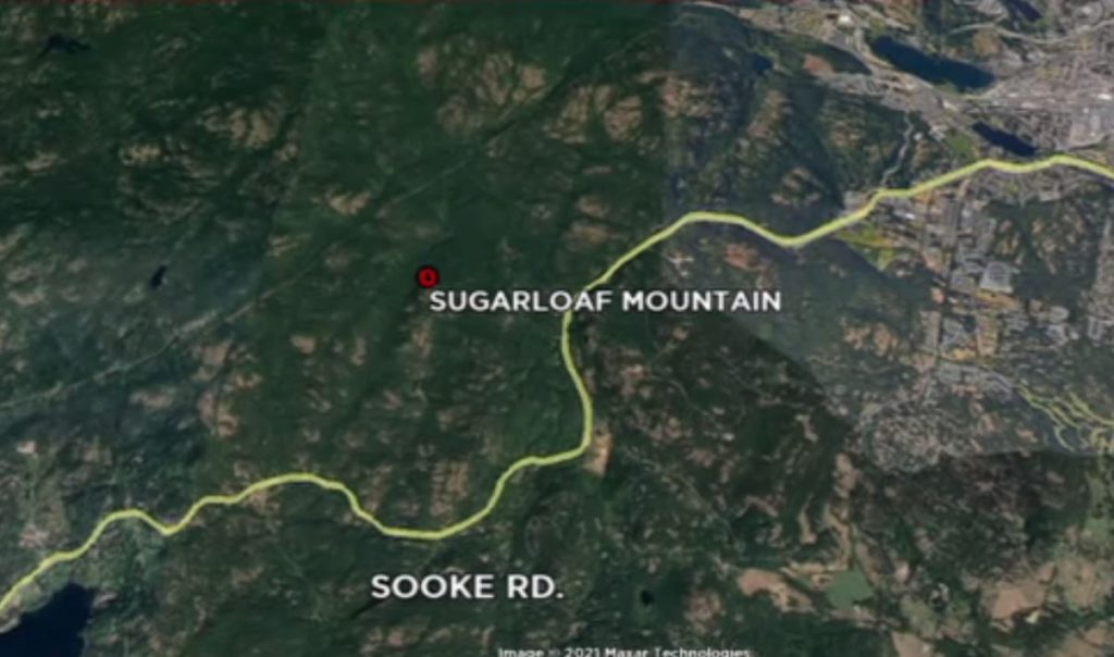 Injured individual subject of air rescue on Sugarloaf Mountain in Metchosin