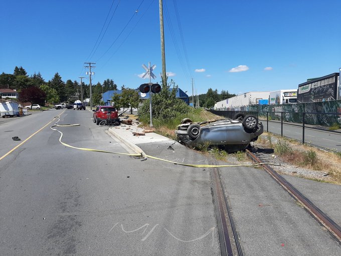 'Serious' collision knocks down power pole, shuts down traffic: VicPD