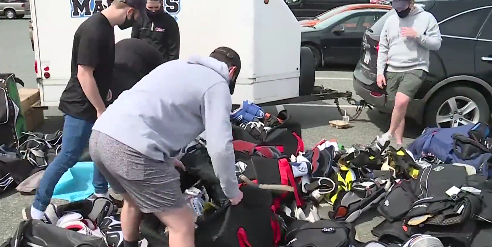 Hockey equipment donation from Nanaimo in Canada's north