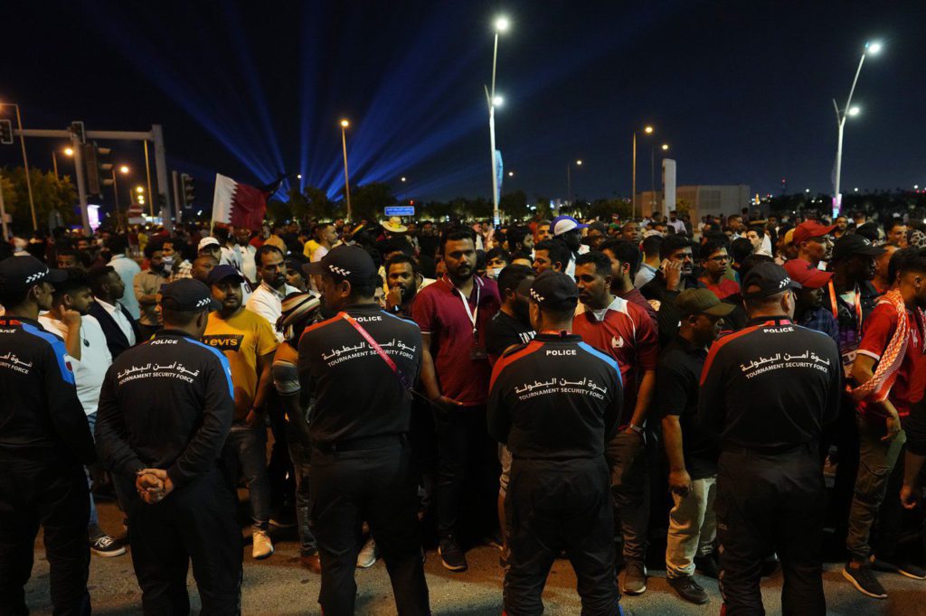 Qatar riot police push back crowds at World Cup fan zone