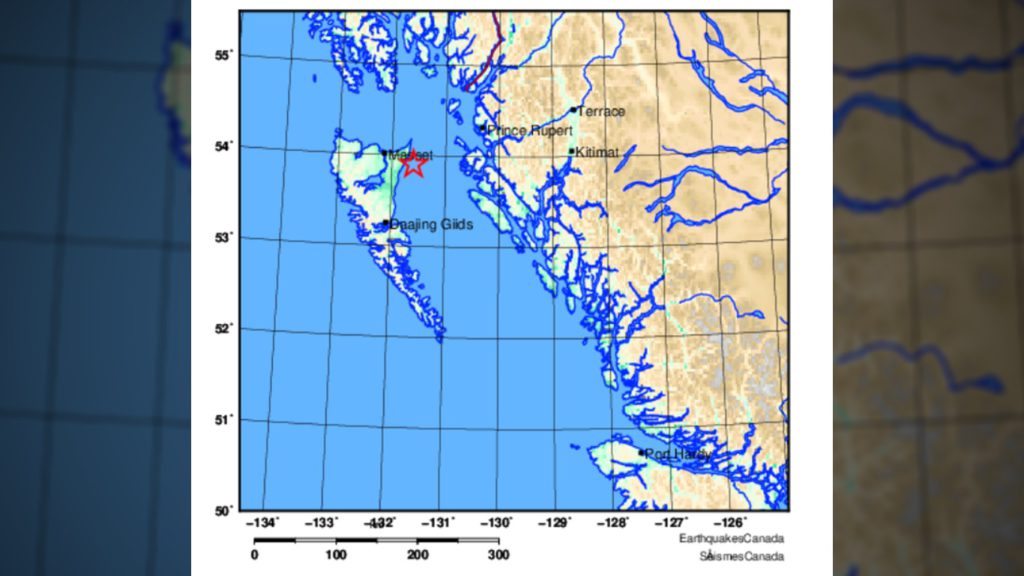 Quake lightly felt in Haida Gwaii, Masset, Port Clements, and Skidegate