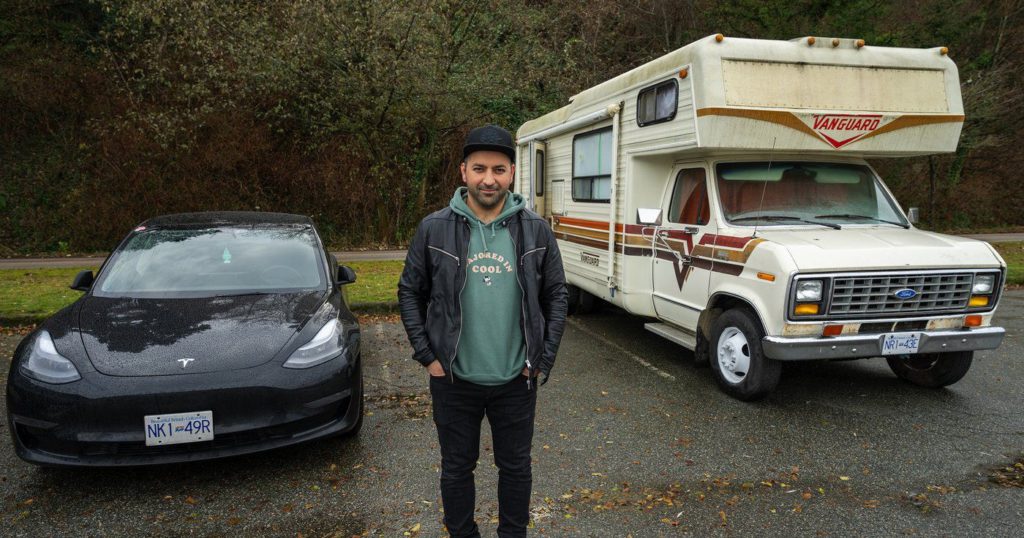 He sleeps in a van but drives a Tesla: life on wheels in Vancouver's camper community