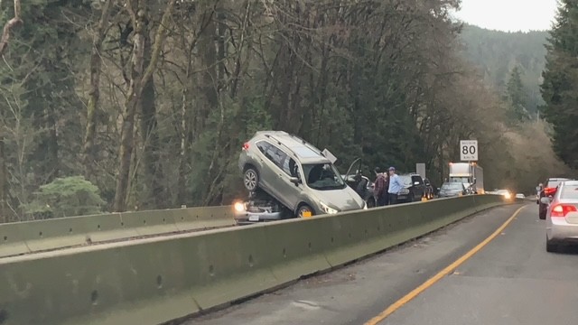 Malahat Highway reopens after crash results in SUV landing on another vehicle