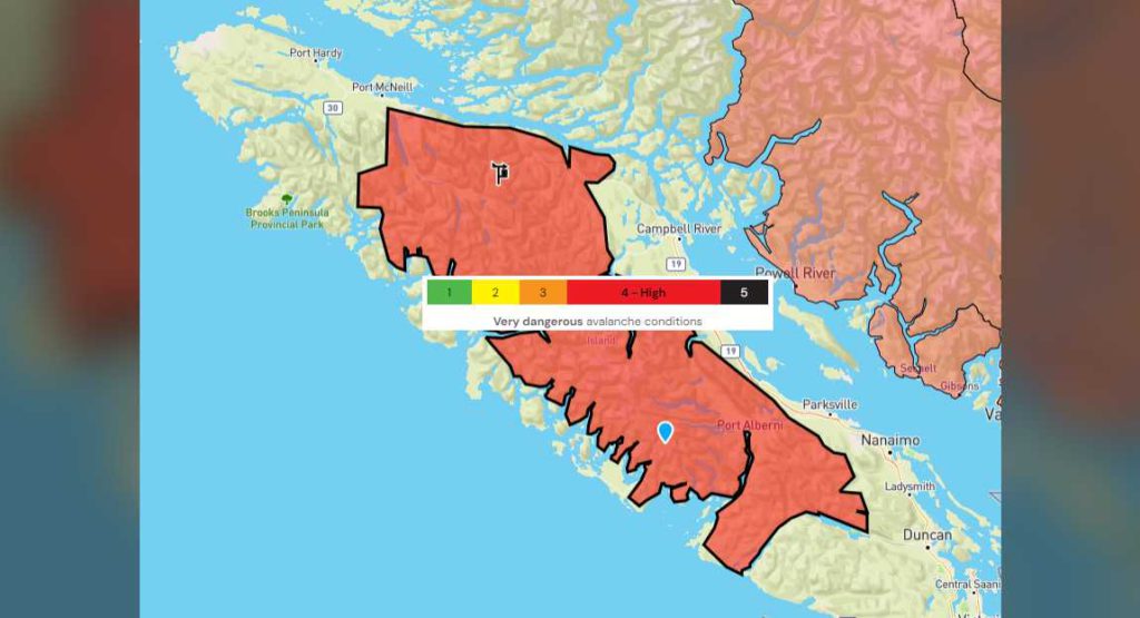 Avalanche danger rating approaches highest level on Vancouver Island