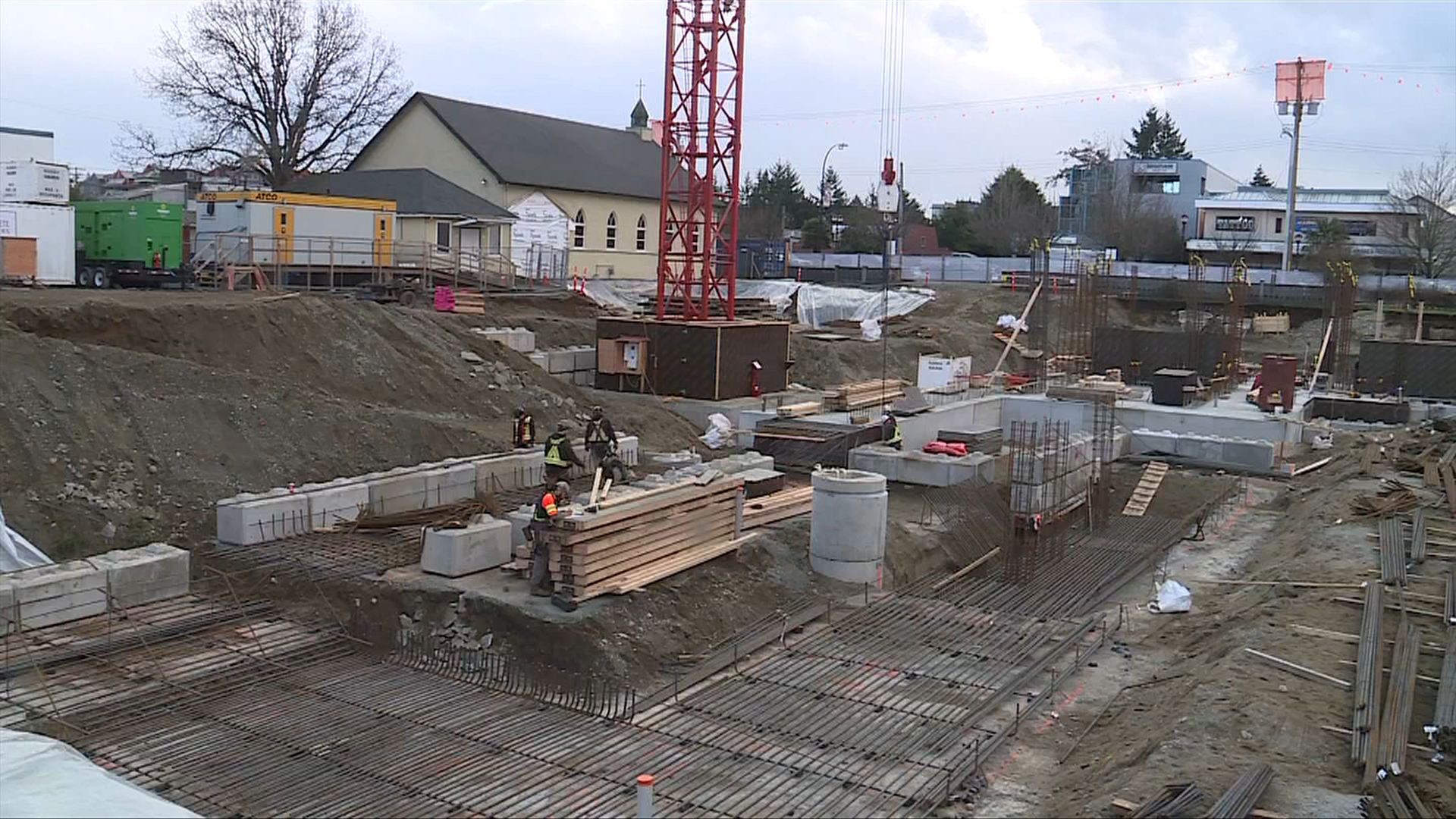 Construction at new Langford postsecondary ramps up with key pour