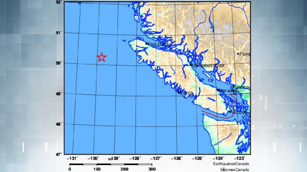 Earthquakes Canada reports 4.8 magnitude quake recorded west of Port Alice, B.C.