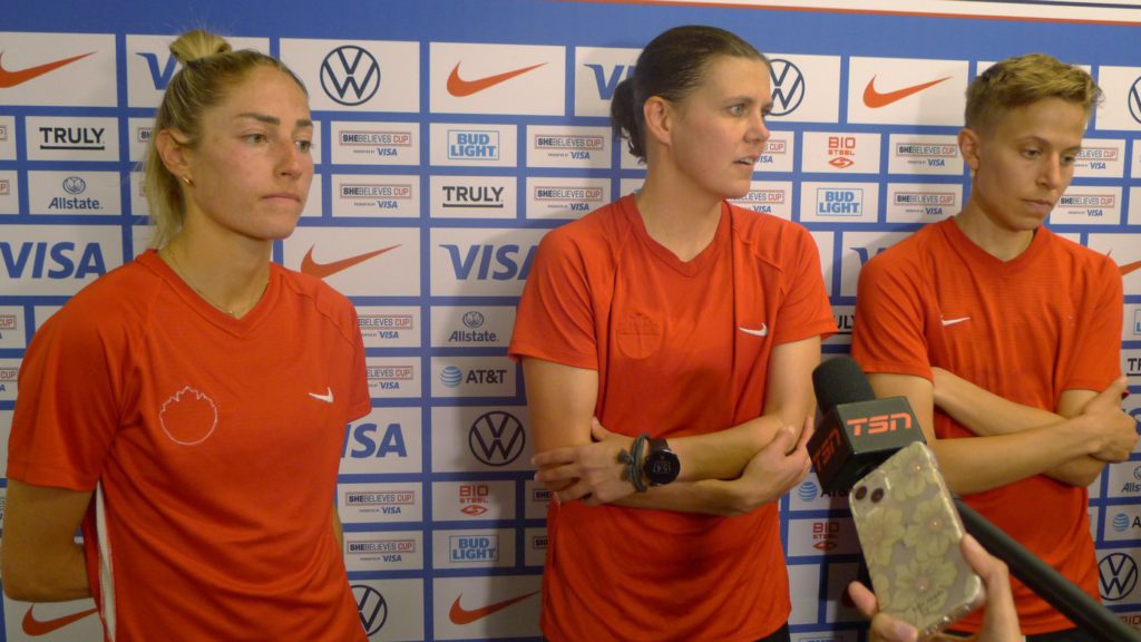 Canadian women make gender equality statement by wearing purple at SheBelieves Cup