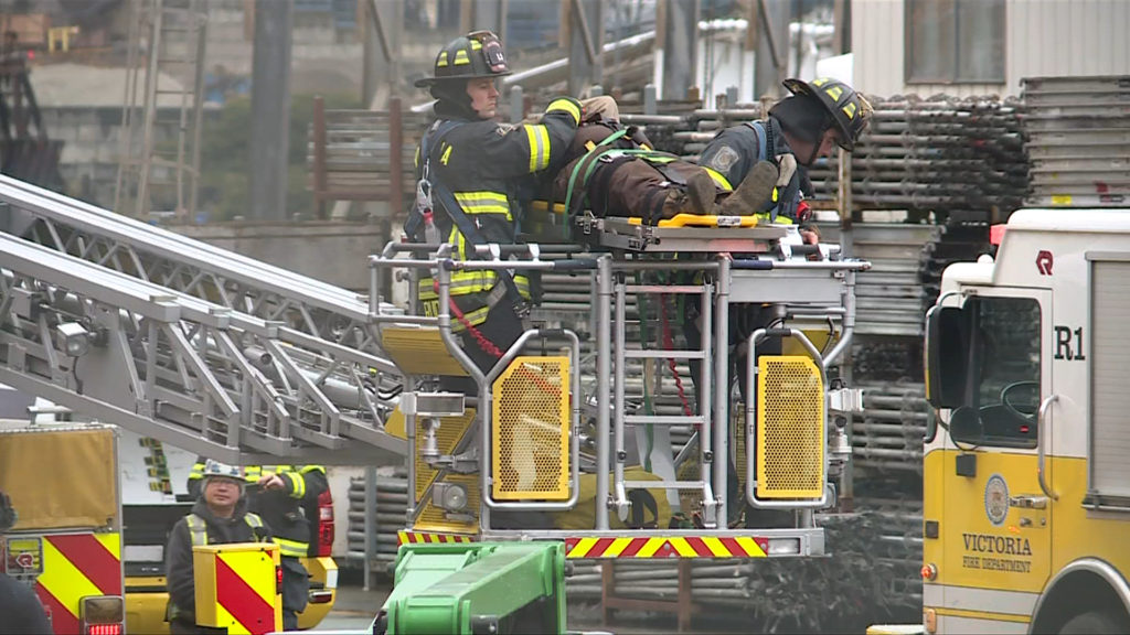 Victoria fire crews extract worker at Point Hope Shipyard