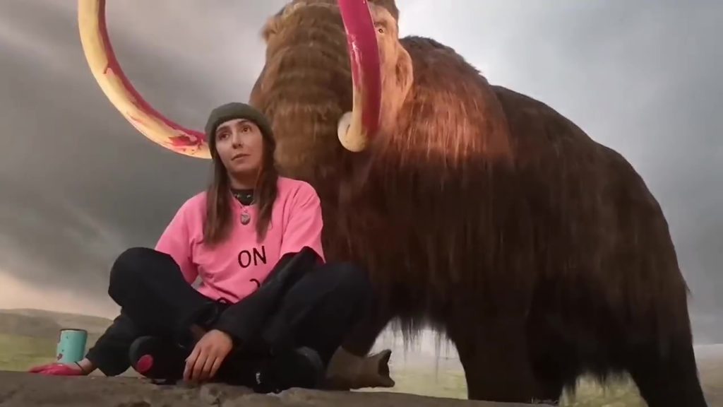 Three activists arrested after woolly mammoth exhibit painted pink at Royal BC Museum