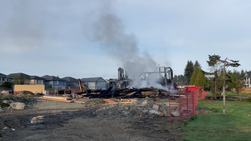 Large fire breaks out in Sooke off Church Hill Drive