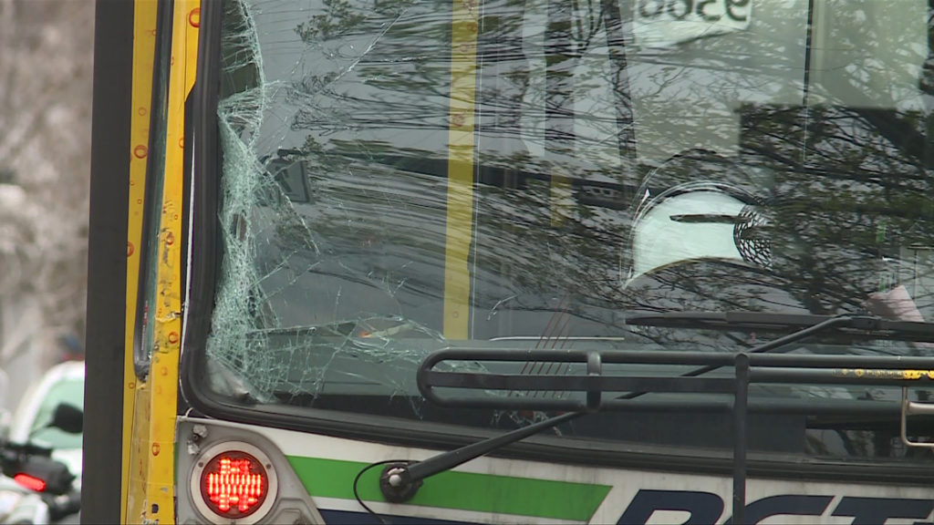 BC Transit bus and Amazon delivery van collide on Yates Street