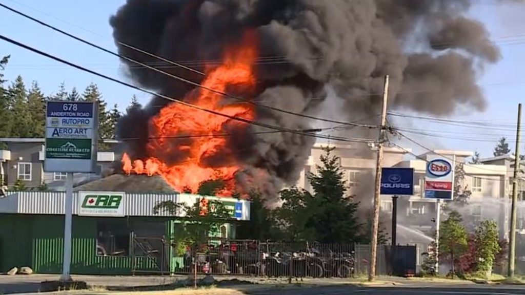 'Boom, it just went crazy': Comox gas station erupts in flames after car hits fuel pump