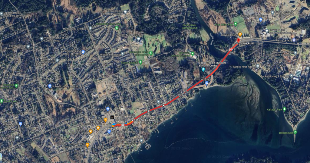 Vehicle fire cleared after previously closing westbound lanes on Highway 14 in Sooke