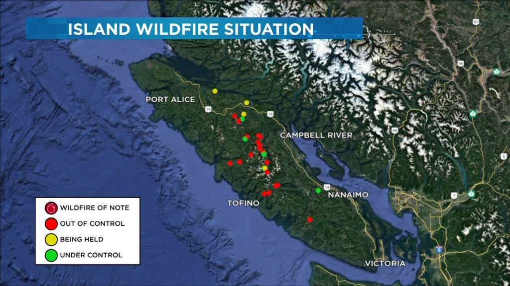 31 active wildfires on Vancouver Island, many left to burn naturally