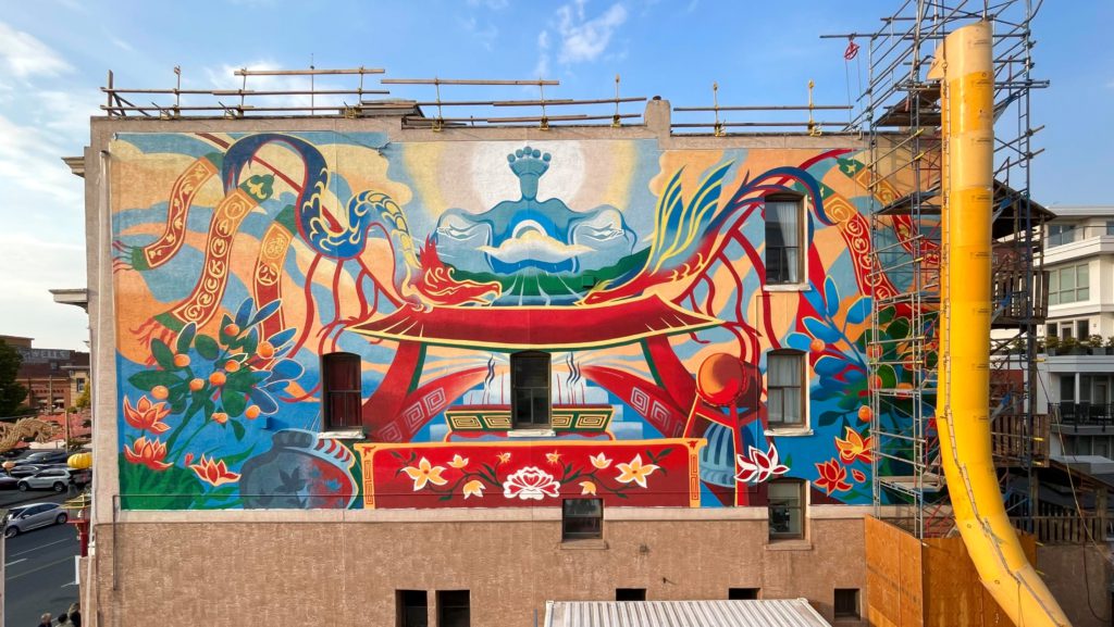 'A dream project': Artists paint giant, colourful mural in Victoria's Chinatown