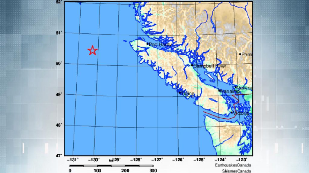 Magnitude 3.9 quake recorded off B.C. coast, no tsunami or damage expected